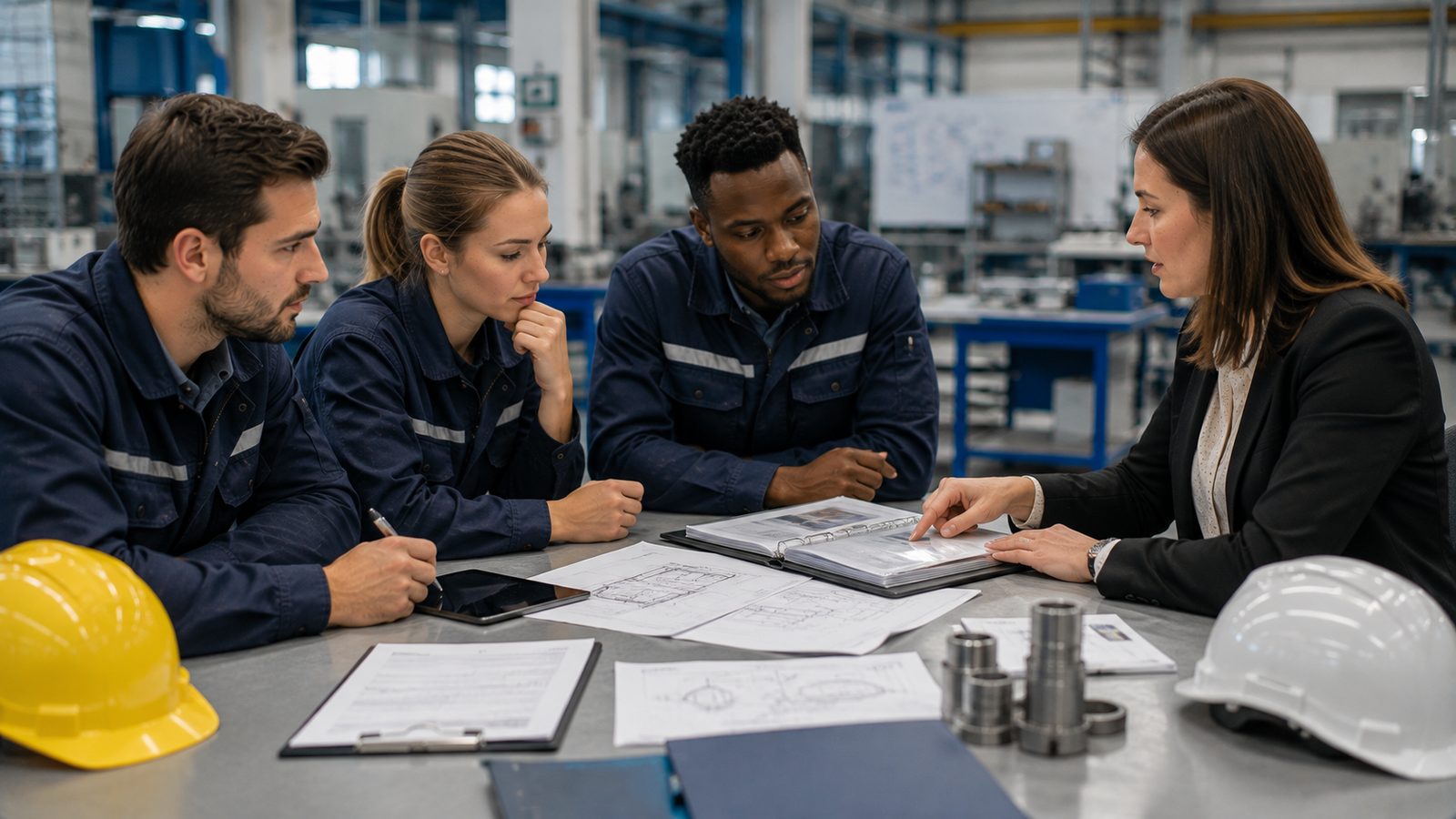 Équipe technique dans une entreprise industrielle
